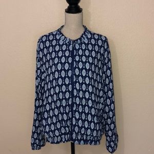 NWOT ARAE Blue/White Diamond/Heart Print Jacket